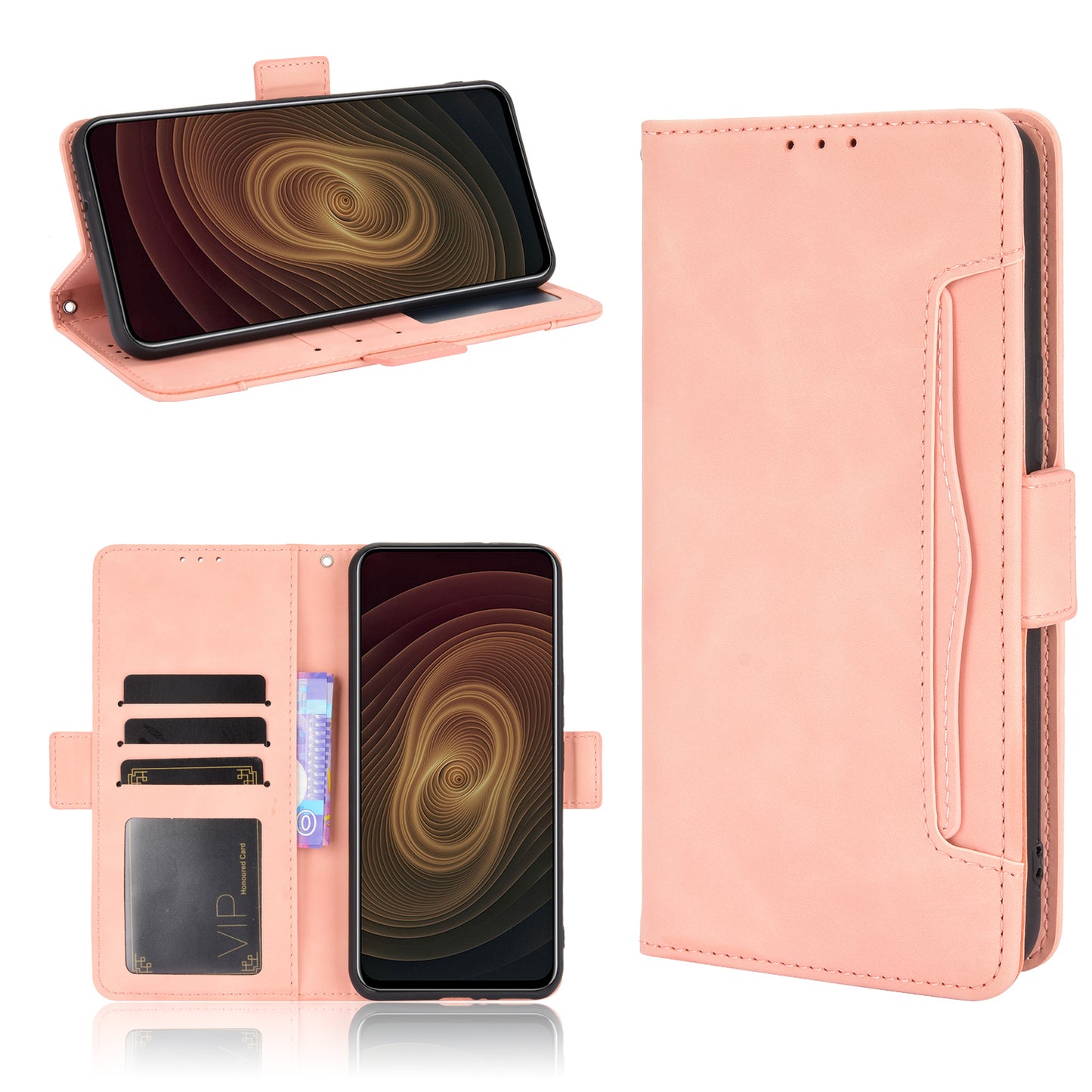 Leather Phone Wallet Design Stand Feature Protective Cover Case with Multiple Card Slots for ZTE Axon 20 5G/Axon 20 4G