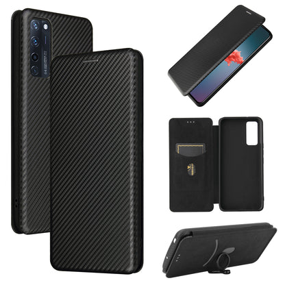 Auto-absorbed Stand Cover for ZTE Axon 20 5G (ZTE A20 5G) Carbon Fiber Texture Leather Case