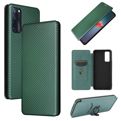 Auto-absorbed Stand Cover for ZTE Axon 20 5G (ZTE A20 5G) Carbon Fiber Texture Leather Case