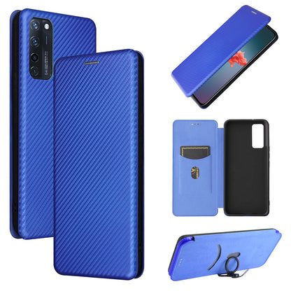 Auto-absorbed Stand Cover for ZTE Axon 20 5G (ZTE A20 5G) Carbon Fiber Texture Leather Case