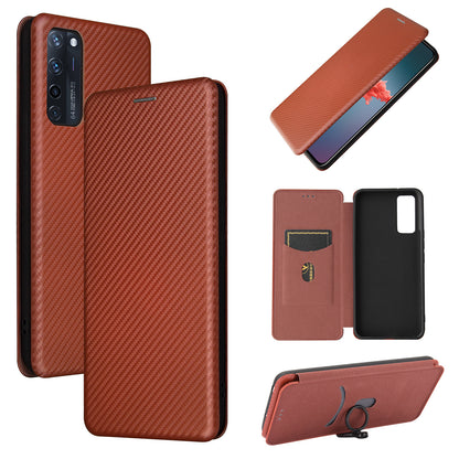 Auto-absorbed Stand Cover for ZTE Axon 20 5G (ZTE A20 5G) Carbon Fiber Texture Leather Case