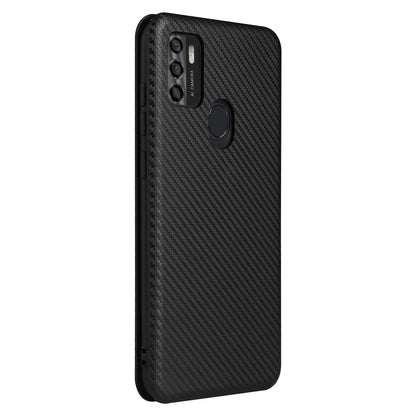 Auto-absorbed Stand Carbon Fiber Texture Leather Shell Cover for ZTE Blade A7s 2020