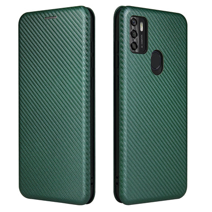 Auto-absorbed Stand Carbon Fiber Texture Leather Shell Cover for ZTE Blade A7s 2020