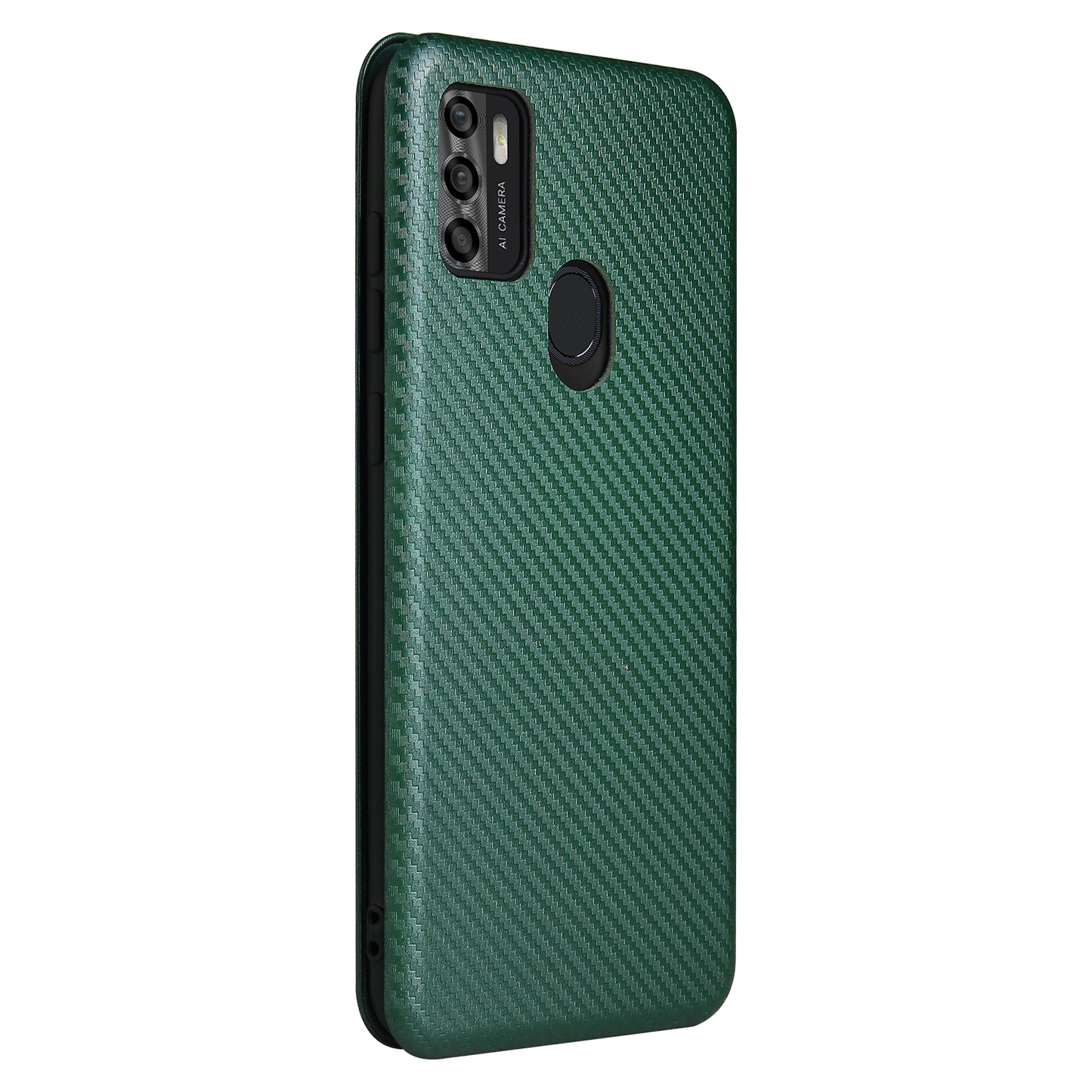 Auto-absorbed Stand Carbon Fiber Texture Leather Shell Cover for ZTE Blade A7s 2020