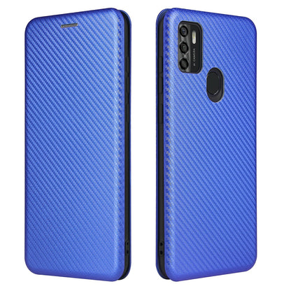 Auto-absorbed Stand Carbon Fiber Texture Leather Shell Cover for ZTE Blade A7s 2020