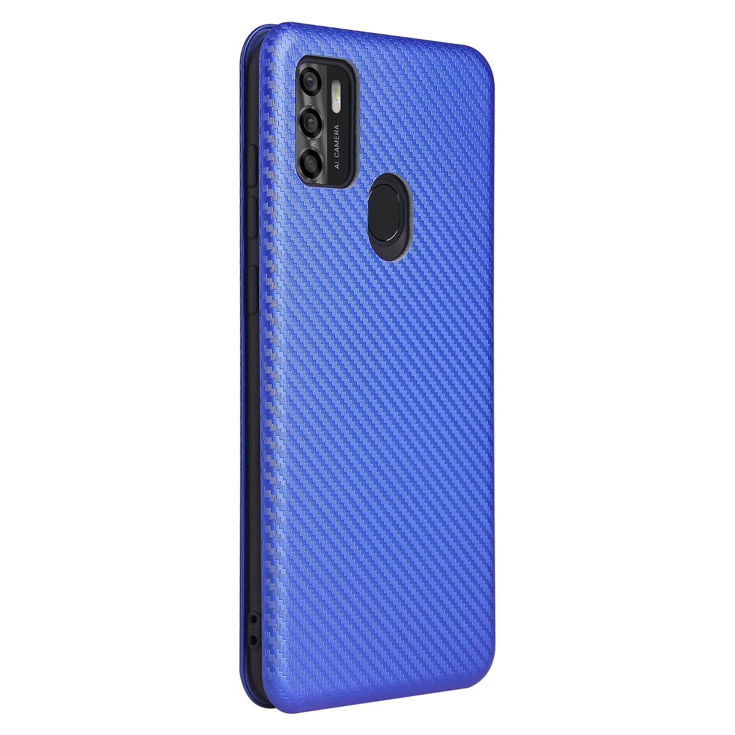 Auto-absorbed Stand Carbon Fiber Texture Leather Shell Cover for ZTE Blade A7s 2020