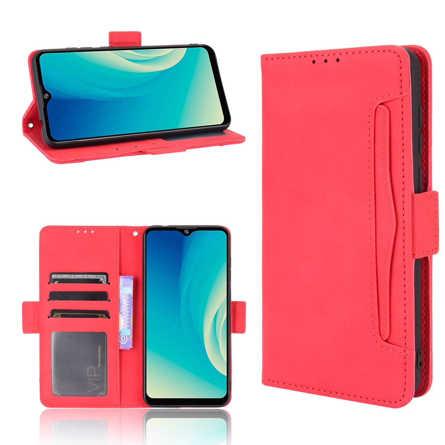 Full Protection Leather Wallet Protective Case with Multiple Card Slots for ZTE Blade A7s 2020