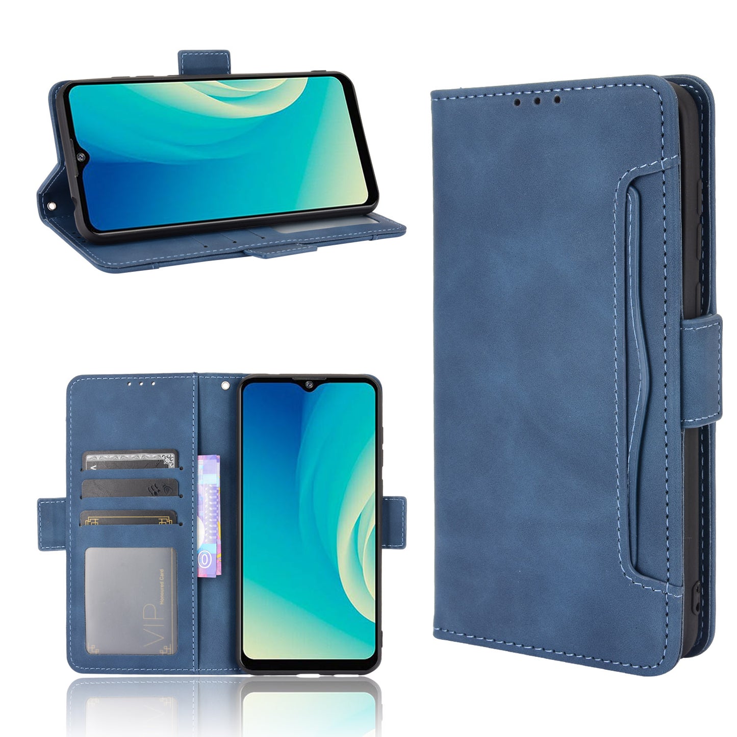 Full Protection Leather Wallet Protective Case with Multiple Card Slots for ZTE Blade A7s 2020