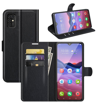 Litchi Texture Leather Wallet Phone Case Folio Flip Cover with Stand for ZTE Blade V2020 Smart