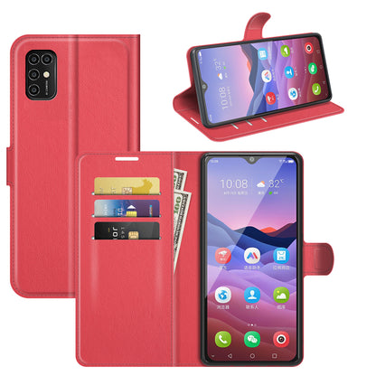 Litchi Texture Leather Wallet Phone Case Folio Flip Cover with Stand for ZTE Blade V2020 Smart