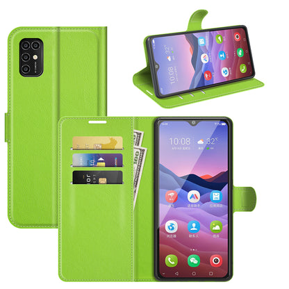 Litchi Texture Leather Wallet Phone Case Folio Flip Cover with Stand for ZTE Blade V2020 Smart