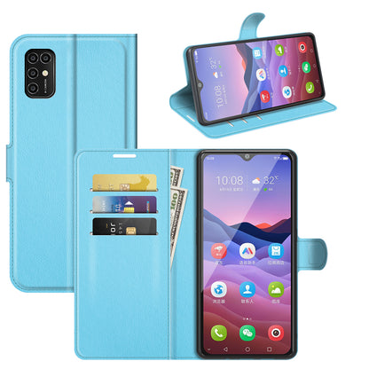 Litchi Texture Leather Wallet Phone Case Folio Flip Cover with Stand for ZTE Blade V2020 Smart