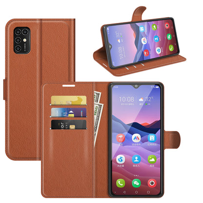 Litchi Texture Leather Wallet Phone Case Folio Flip Cover with Stand for ZTE Blade V2020 Smart