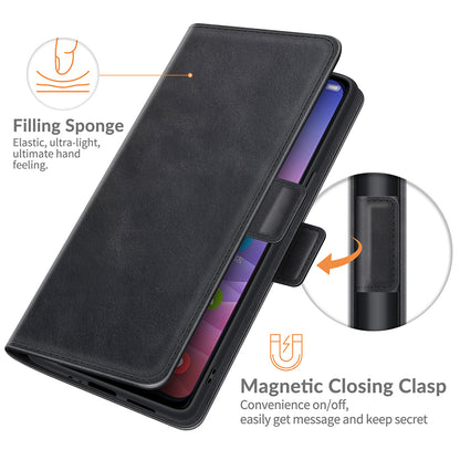 Double Clasp Magnetic Closure Wallet Stand PU Leather Phone Case Shell for ZTE Blade V2020 Smart