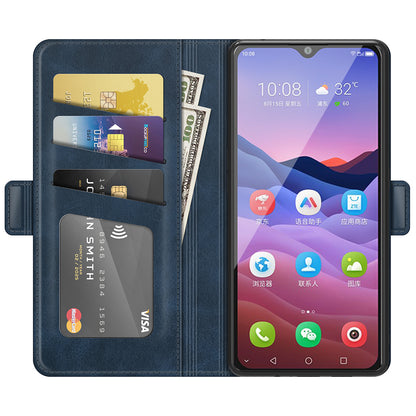 Double Clasp Magnetic Closure Wallet Stand PU Leather Phone Case Shell for ZTE Blade V2020 Smart