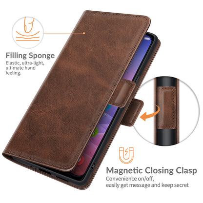 Double Clasp Magnetic Closure Wallet Stand PU Leather Phone Case Shell for ZTE Blade V2020 Smart