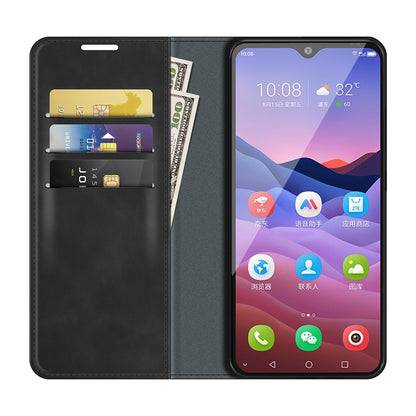 Auto-Absorbed Skin-touch Leather Cover Protective Case with Wallet Stand for ZTE Blade V2020 Smart