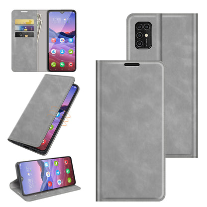 Auto-Absorbed Skin-touch Leather Cover Protective Case with Wallet Stand for ZTE Blade V2020 Smart