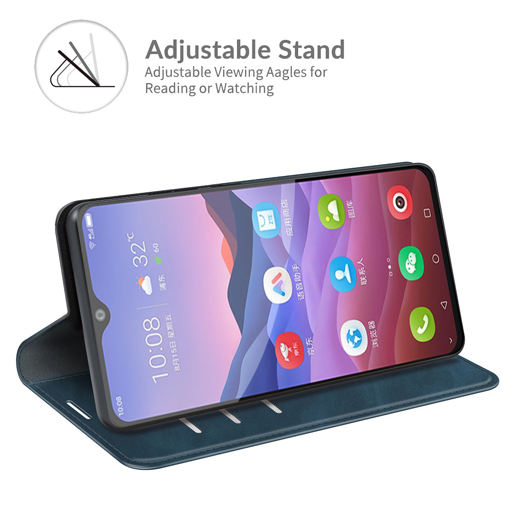 Auto-Absorbed Skin-touch Leather Cover Protective Case with Wallet Stand for ZTE Blade V2020 Smart