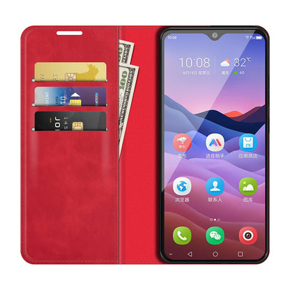 Auto-Absorbed Skin-touch Leather Cover Protective Case with Wallet Stand for ZTE Blade V2020 Smart