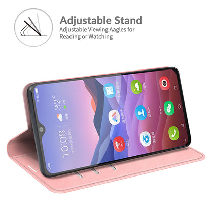 Auto-Absorbed Skin-touch Leather Cover Protective Case with Wallet Stand for ZTE Blade V2020 Smart