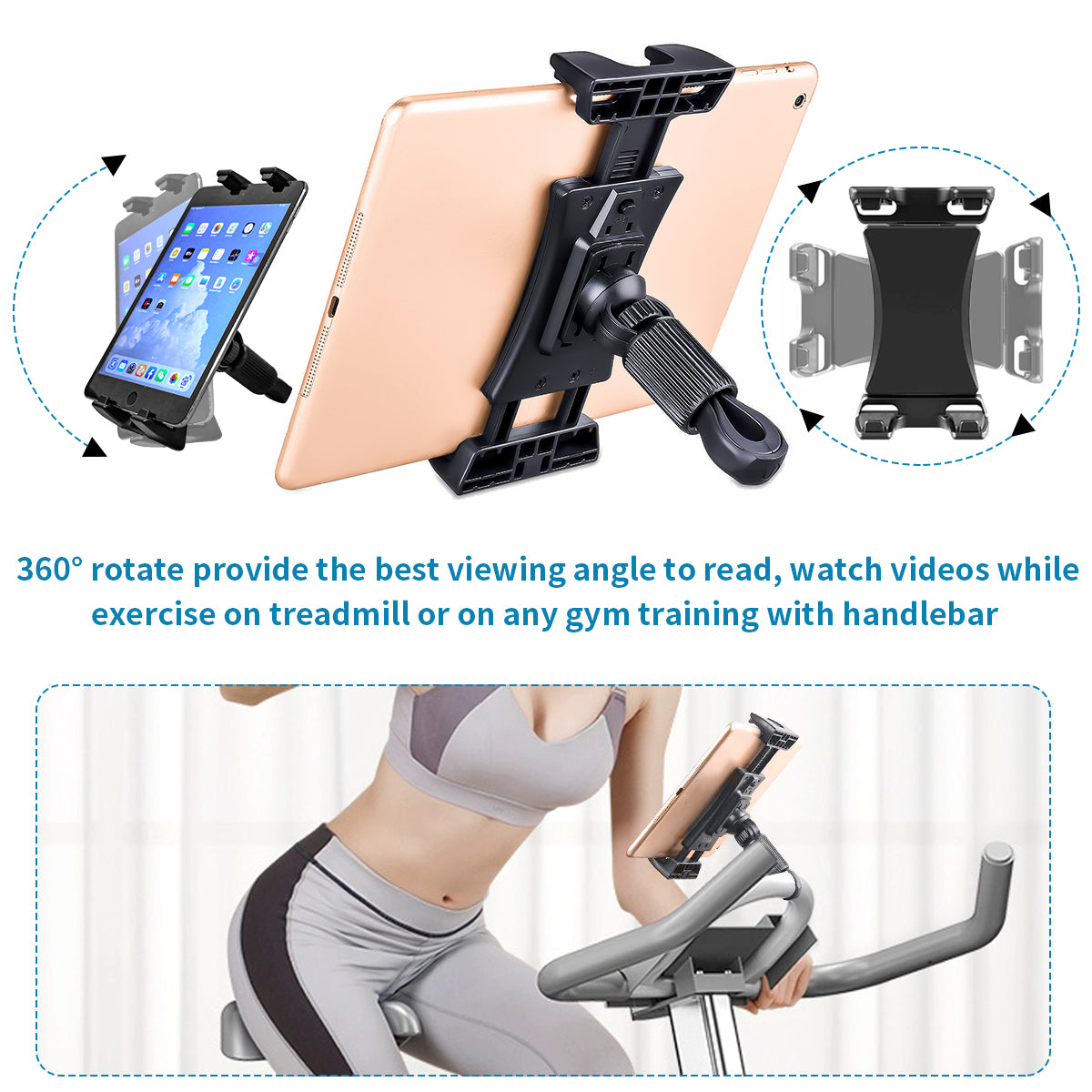 Universal Adjustable Treadmill Bike Bicycle Handlebar Mount Phone GPS Tablet Stand Holder