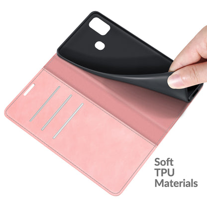 Skin-touch Feel Auto-absorbed PU Leather Wallet Stand Phone Shell Case for ZTE Blade A51