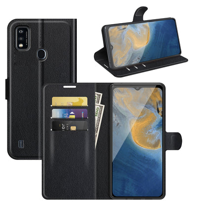 Litchi Texture Wallet Stand Design Magnetic Clasp PU Leather Case Cover for ZTE Blade A51