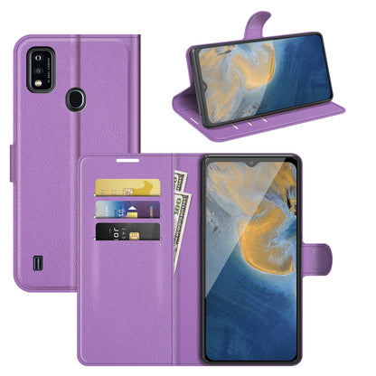 Litchi Texture Wallet Stand Design Magnetic Clasp PU Leather Case Cover for ZTE Blade A51