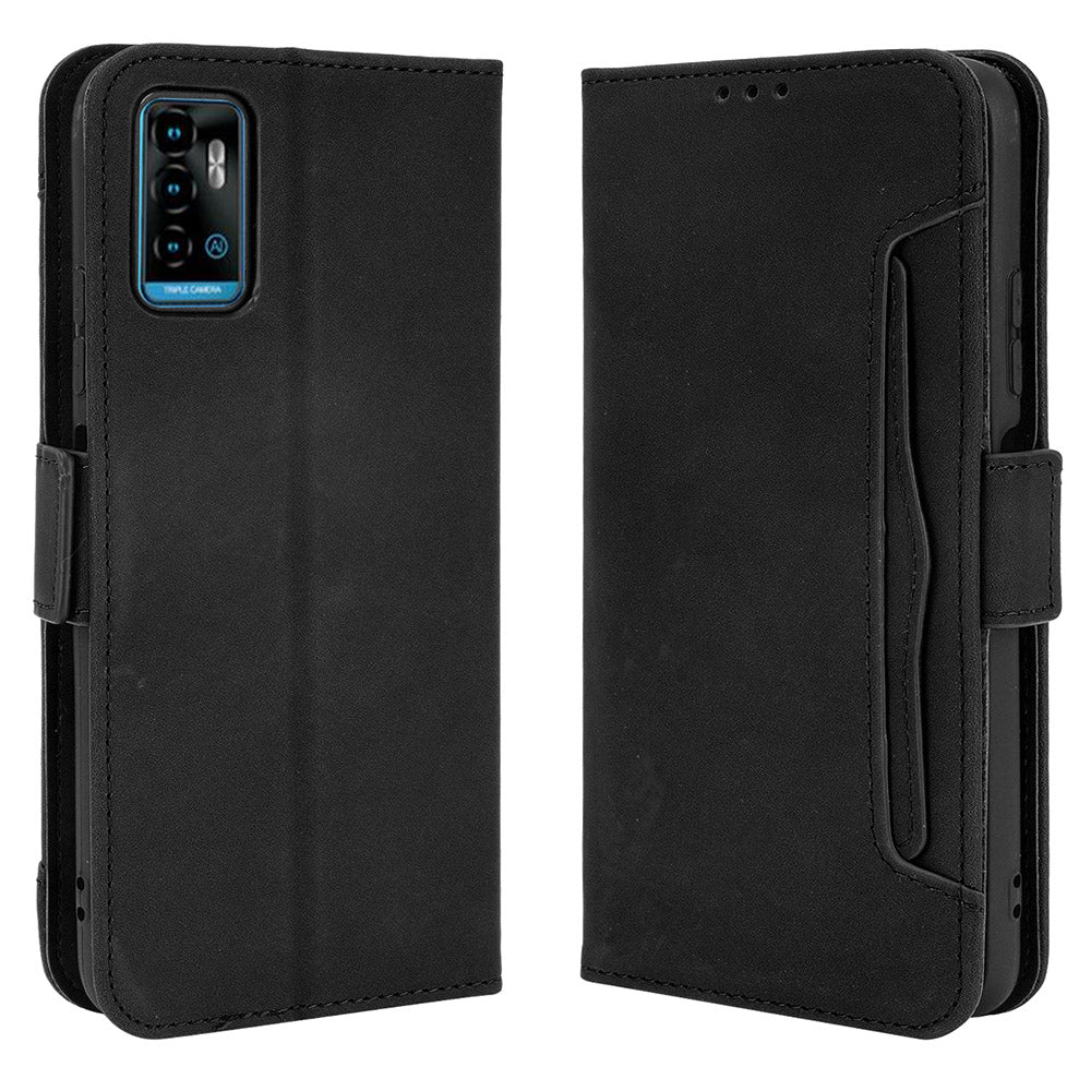 Phone Cover Full Protection Wallet Design Stand Case with Multiple Card Slots for ZTE Blade A71