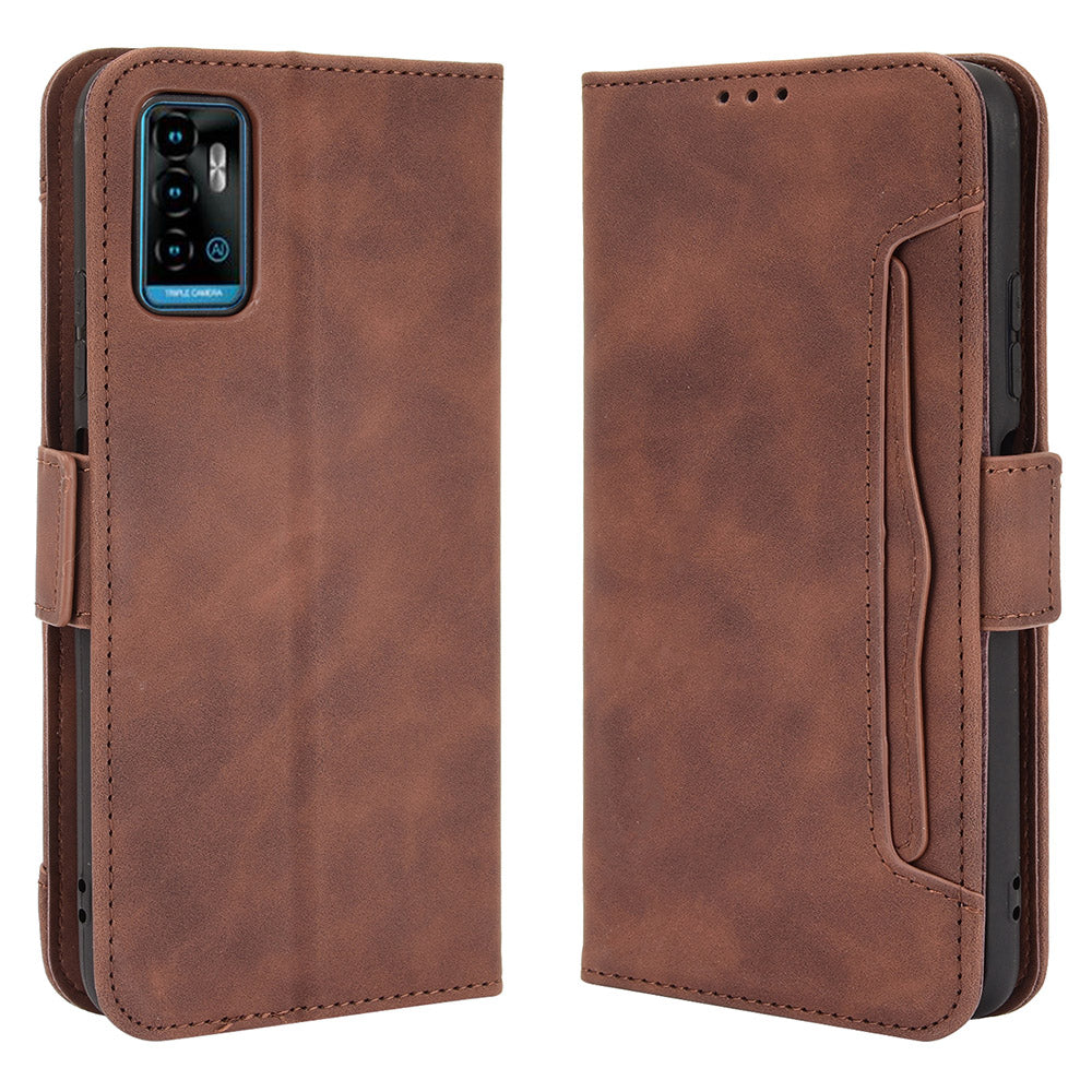 Phone Cover Full Protection Wallet Design Stand Case with Multiple Card Slots for ZTE Blade A71