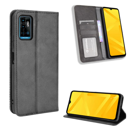 Retro Style PU Leather Flip Magnetic Stand Flip Protective Cover for ZTE Blade A71