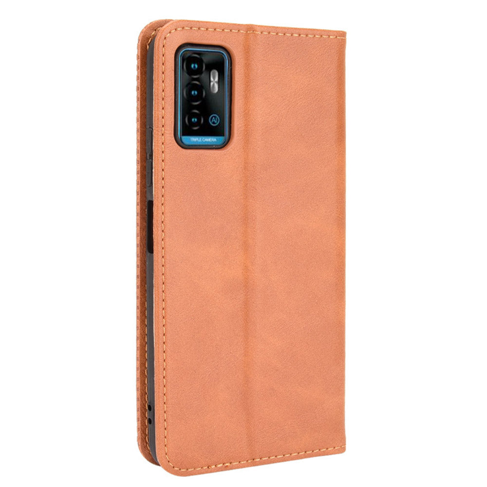 Retro Style PU Leather Flip Magnetic Stand Flip Protective Cover for ZTE Blade A71