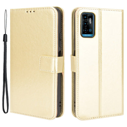 Wallet Stand Design Drop-Proof Crazy Horse Leather Shell with Strap for ZTE Blade A71