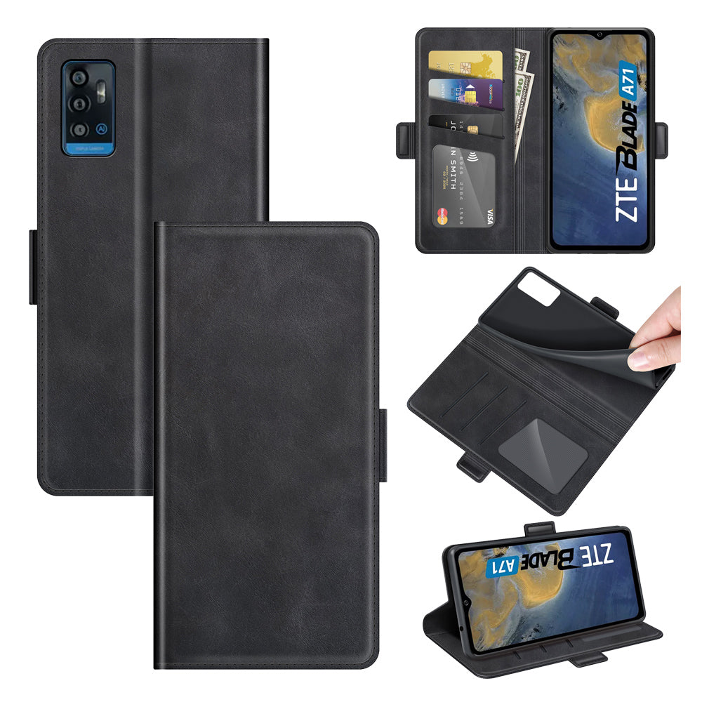 Premium PU Leather Wallet Flip Folio Stand Shockproof Protective Case with Magnetic Closure for ZTE A71