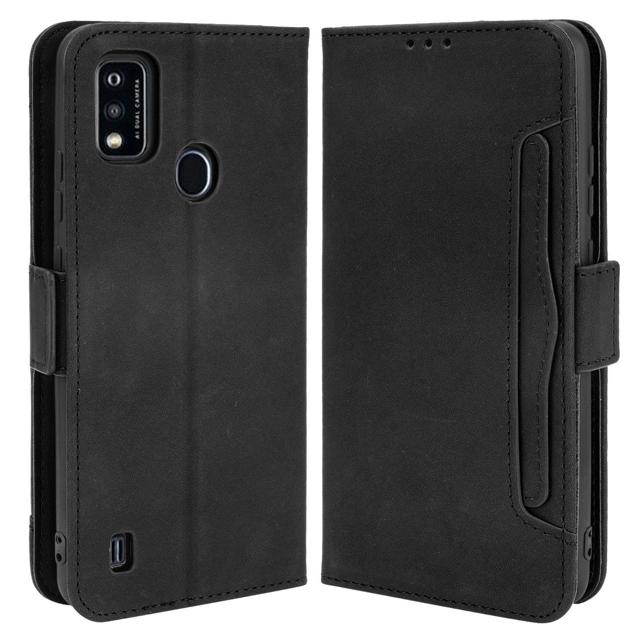 Wallet Design Phone Cover Stand Case with Multiple Card Slots for ZTE Blade A51