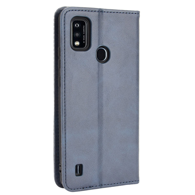 Full-Body Protection Vintage Style PU Leather Wallet Flip Magnetic Auto-absorbed Stand Phone Case for ZTE Blade A51