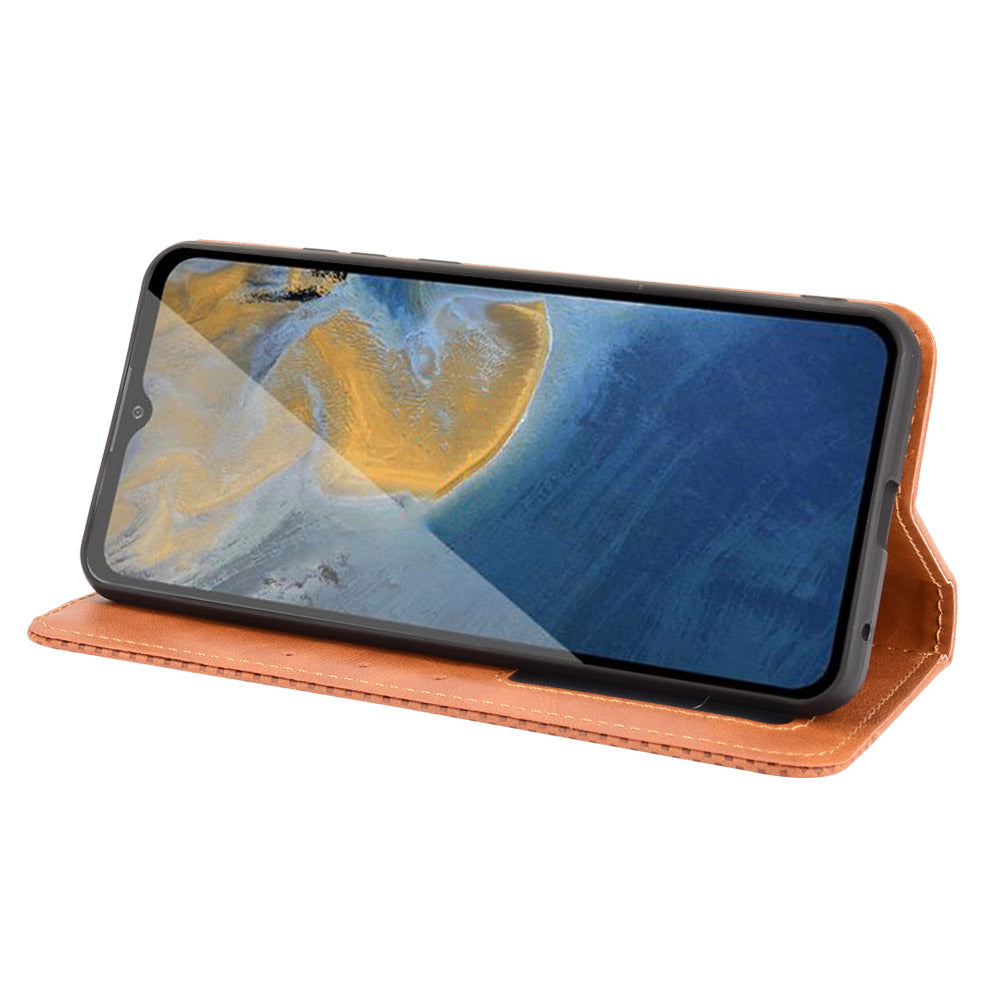 Full-Body Protection Vintage Style PU Leather Wallet Flip Magnetic Auto-absorbed Stand Phone Case for ZTE Blade A51