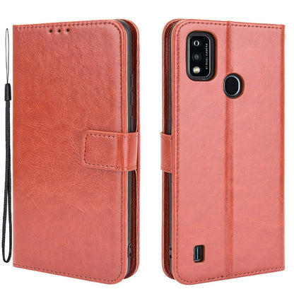 Crazy Horse PU Leather Wallet Card Slots Protective Cellphone Shell with Stand for ZTE Blade A51