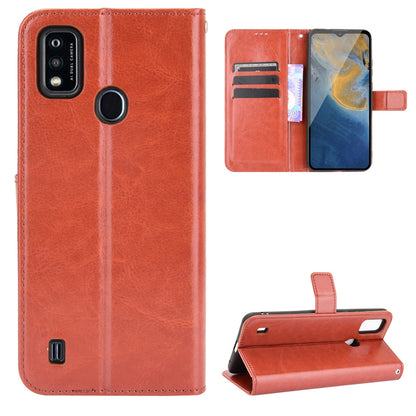 Crazy Horse PU Leather Wallet Card Slots Protective Cellphone Shell with Stand for ZTE Blade A51