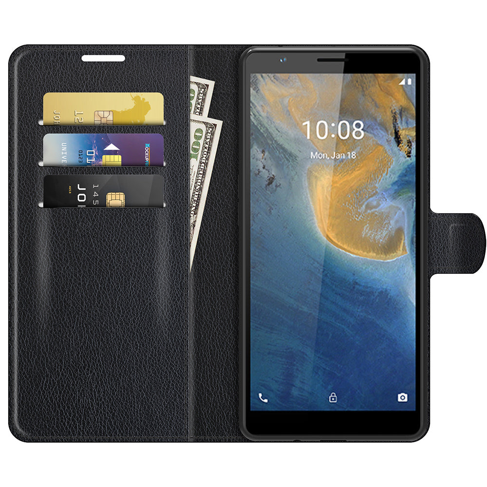 Litchi Texture Magnetic PU Leather Wallet Stand Folio Flip Shock-Proof Protective Cover for ZTE Blade A31