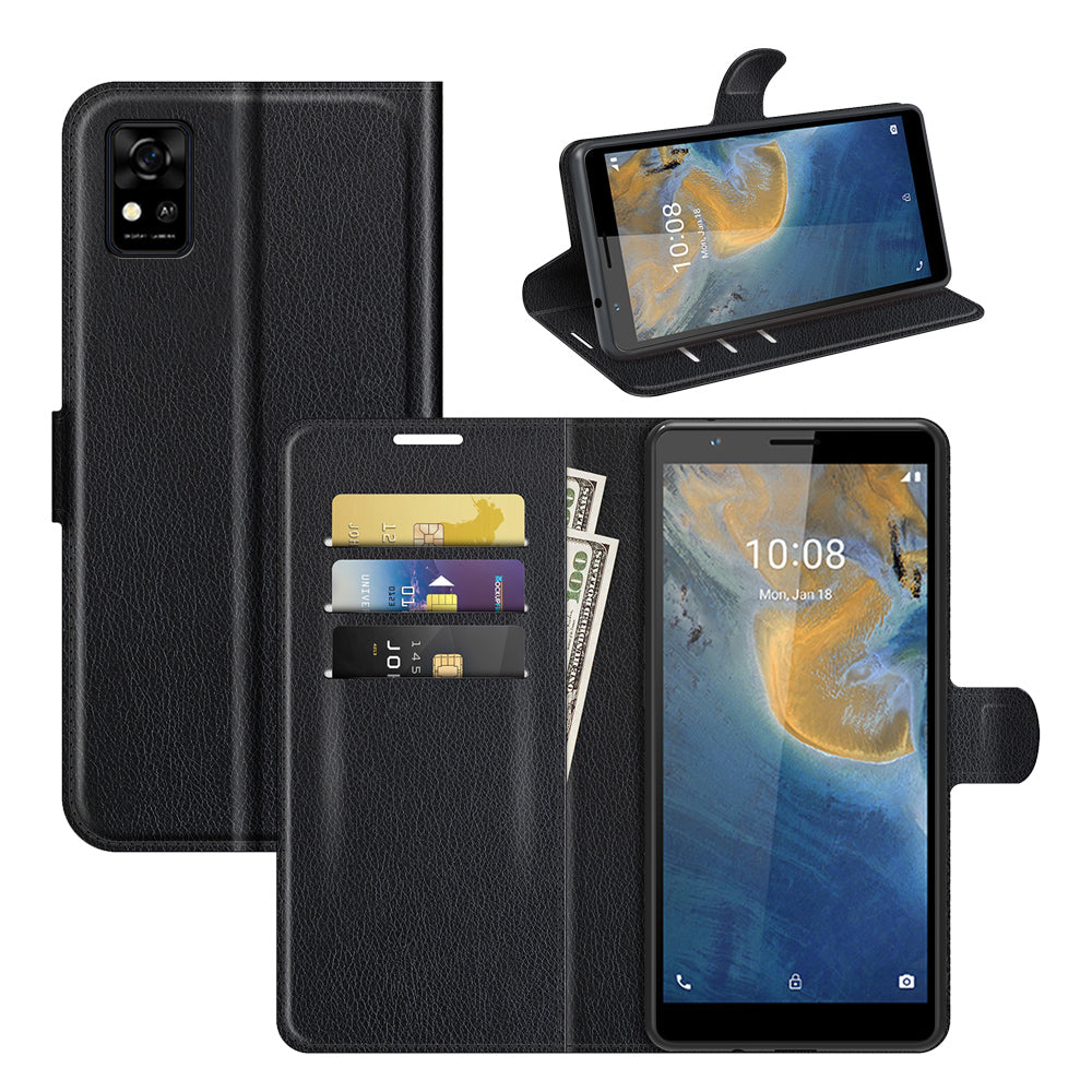 Litchi Texture Magnetic PU Leather Wallet Stand Folio Flip Shock-Proof Protective Cover for ZTE Blade A31