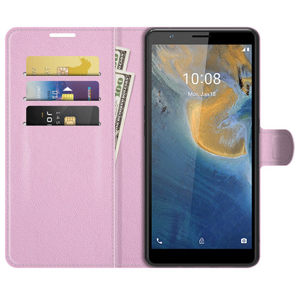 Litchi Texture Magnetic PU Leather Wallet Stand Folio Flip Shock-Proof Protective Cover for ZTE Blade A31