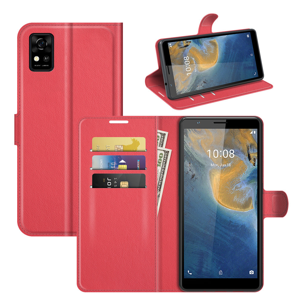 Litchi Texture Magnetic PU Leather Wallet Stand Folio Flip Shock-Proof Protective Cover for ZTE Blade A31