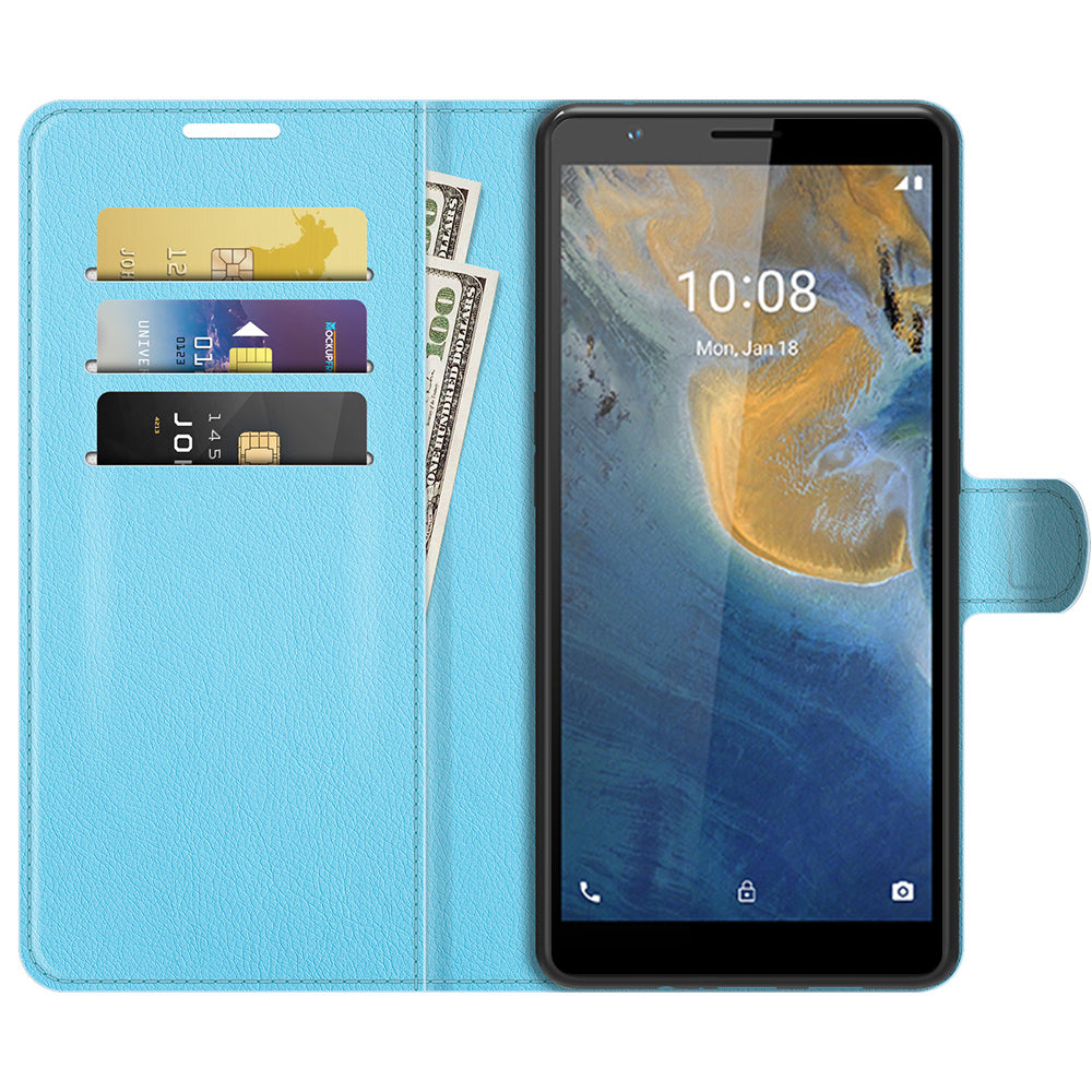 Litchi Texture Magnetic PU Leather Wallet Stand Folio Flip Shock-Proof Protective Cover for ZTE Blade A31