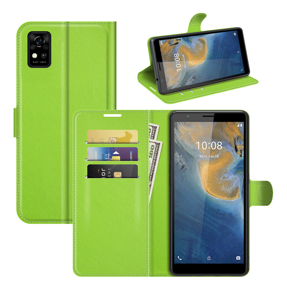 Litchi Texture Magnetic PU Leather Wallet Stand Folio Flip Shock-Proof Protective Cover for ZTE Blade A31