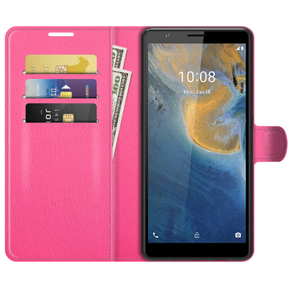 Litchi Texture Magnetic PU Leather Wallet Stand Folio Flip Shock-Proof Protective Cover for ZTE Blade A31