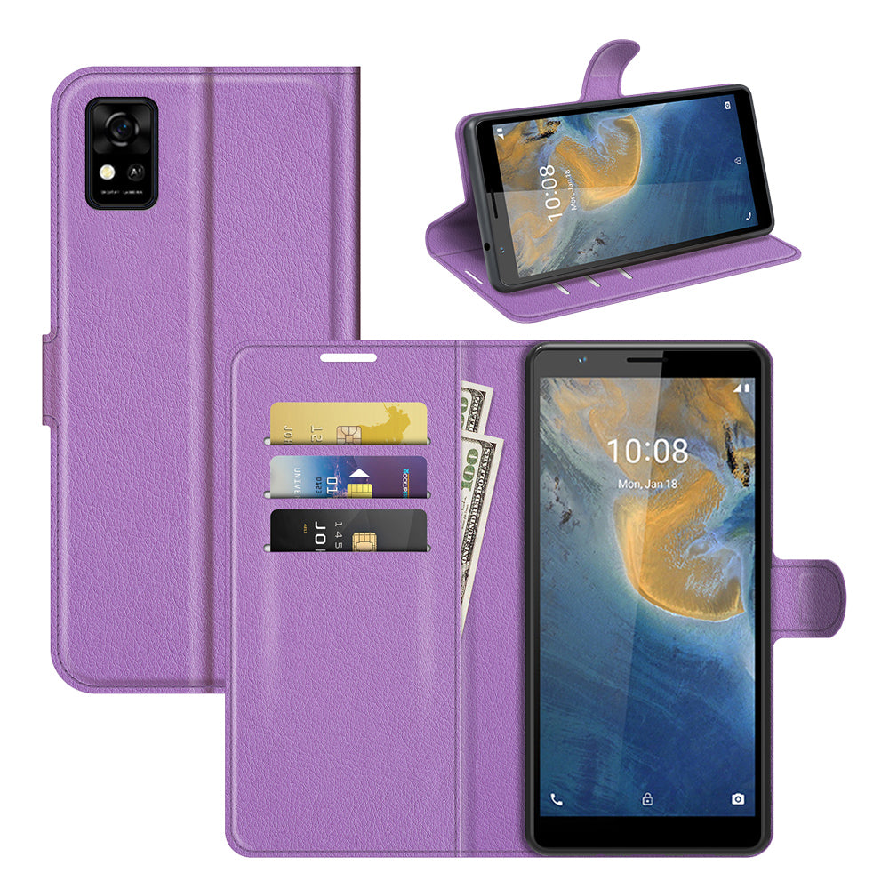 Litchi Texture Magnetic PU Leather Wallet Stand Folio Flip Shock-Proof Protective Cover for ZTE Blade A31