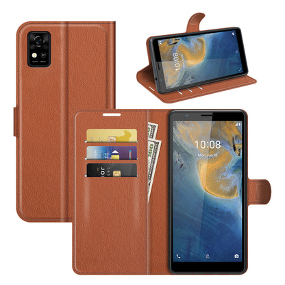 Litchi Texture Magnetic PU Leather Wallet Stand Folio Flip Shock-Proof Protective Cover for ZTE Blade A31