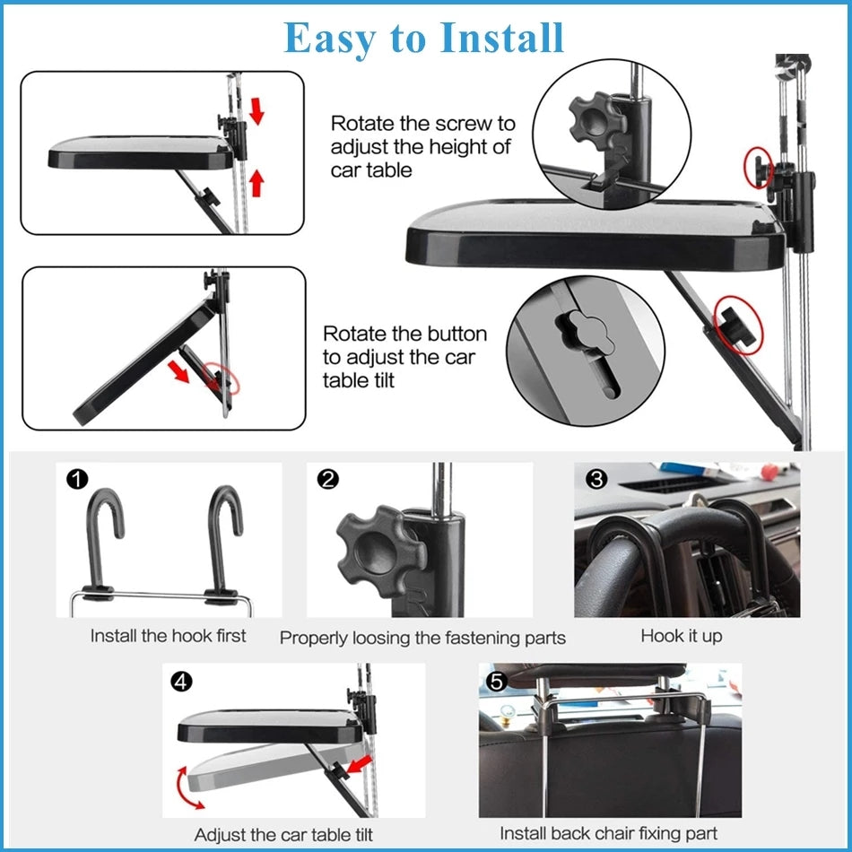 SHUNWEI SD-1502B Car Mount Laptop Stand Steering Wheel Tray Foldable Seat Back Desk for Food Eating Drink Notebook